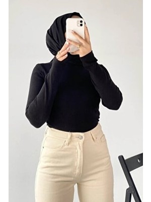 Yarım Balıkçı Yaka Siyah Visvon Body