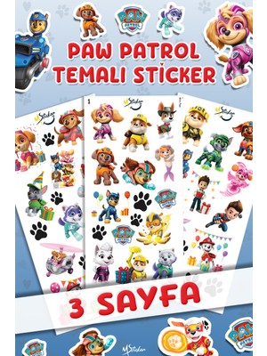 165 Adet Pawpetrol Sticker Seti - Kalem Suluk Defter Cam Masa Laptop Tablet Sticker Suya Dayanıklı