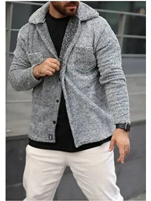 SR Tekstil Pelüş Ceket Unisex Normal Kalıp Çift Cepli Yumuşak Kumaş Kışlık Rahat Dış Giyim