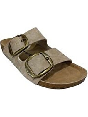 Pierre Cardin 6958 Bej Kadın Terlik Çift Toka Konforlu Kullanım Alanı ile Şık Tasarım