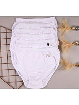 Tutku Ribana Bato Kadın Külot 6 Paket Beyaz Dokuma Kumaş Düz Desenli Tekli İçerik