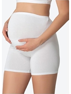 İmer Kadın Beyaz Modal Hamile Kısa Tayt 4343 L Beden Rahat Dokuma Özellikli