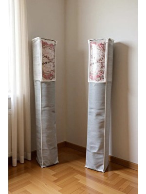 Milenay Pencereli Halı Hurcu Çizgili Model 4 M2 Pamuk Kumaş Dokuması ile Şık Saklama Organizeri