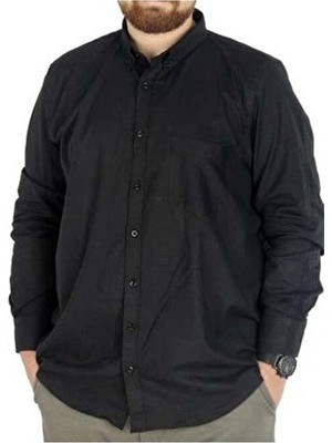 Taniş Giyim Erkek Büyük Beden Kalıp Cepli Klasik Düz Renk Battal Gömlek Uzun Kollu