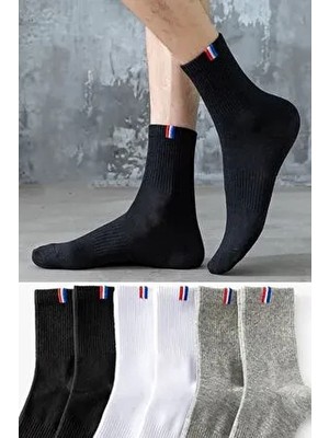 Unisex 6 Çift Lastik Desenli Uzun Çorap