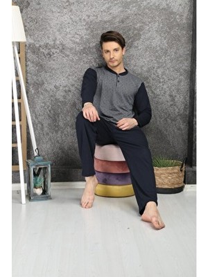%100 Pamuklu Süprem Jakarlı Erkek Pijama Takımı 1001