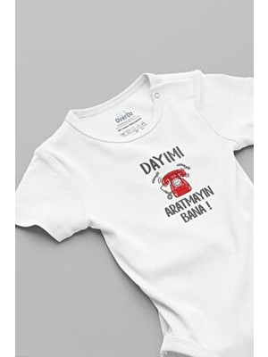 Overoz Organik %100 Pamuk Unisex Bebek Body Çıtçıtlı Tulum 5880-DAYI Baskılı Tasarım