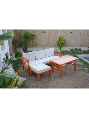 Ahşap Bahçe Balkon Takımı  L Koltuk l Dış Mekan Dayanıklı