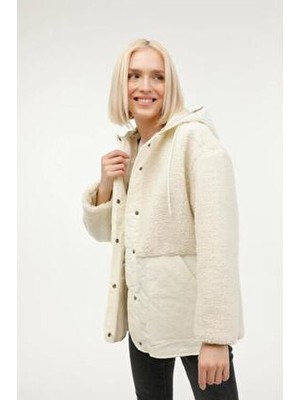Lumberjack Hannah Teddy Jac Ekru Kadın Kapüşonlu Mont Uzun Kesim Kalıbı 6CT2008