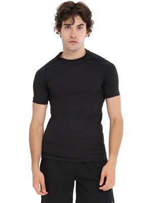 Yuma Slim Erkek Siyah Antrenman T-Shirt 25KE1026-SYH