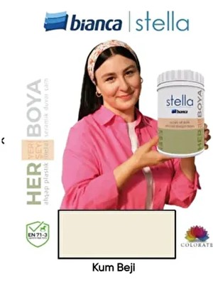 Bianca Stella Yeni Nesil Yaşam Boyası Kum Beji Renkli Mat Boya Dolap-Fayans-Cam-Plastik-Ahşap