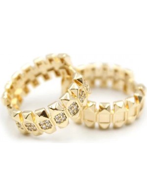 Taşlı Halka Küpe - Altın