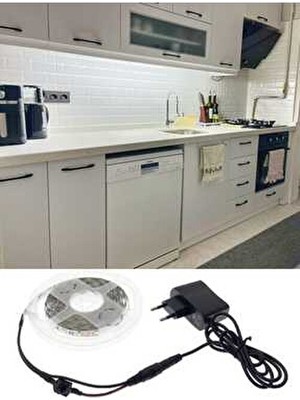 Mutfak Dolabı Tezgah Üstü 5 Metre Beyaz Şerid LED Işık Aç-Kapa Düğmeli
