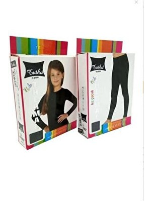 Mom's Lap Kız Çocuk Termal Içlik Atlet ve Tayt Takımı Dokuma Kumaş Özellikli Yaka Tipi