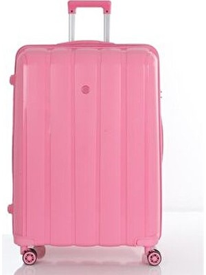 MÇS Pembe Polipropilen Valiz V305 75 cm Teleskopik Sap ve 4 Tekerlekli Dayanıklı Tasarım