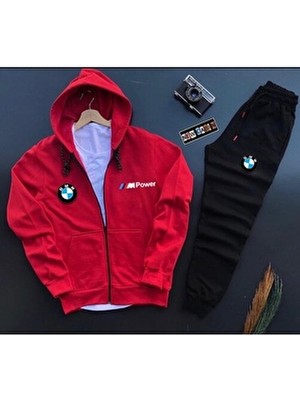 Spor Baskılı Kadın Pamuklu Ceket ve Eşofman Altı 2'li Takım Tüm Sezonlar İçin Uzun Kol