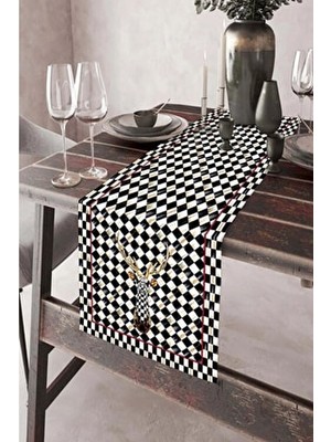 40X140CM Dokuma Leke Tutmaz Baskılı Premium Tay Tüyü Kumaş Masa Örtüsü Runner Yıkanabilir