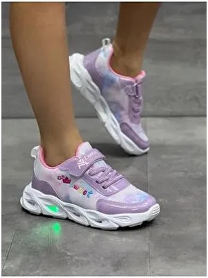 One Çocuk Ortopedik Sneakers Işıklı Lambalı Spor Ayakkabı Tekstil Kaydırmaz Taban