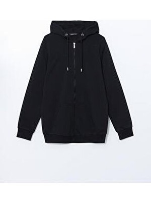 Lcwaıkıkı Basic Kapüşonlu Uzun Kollu Erkek Fermuarlı Sweatshirt