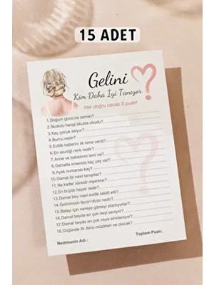 Gelini Kim Daha Iyi Tanıyor 15 Adet Bride To Be Soru Kartları Bekarlığa Veda Partisi Oyun Kartları