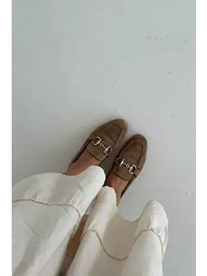 Banksy Melotti Kadın Vizon Babet Süet Malzeme ile Günlük Kullanım için Düz Taban