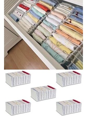5 Adet - Small 11 Gözlü Çekmece Içi Düzenleyici Organizer 12 x 40 x 12 cm