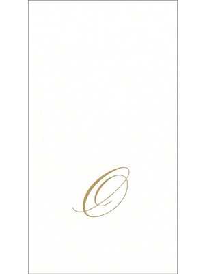 White Pearl & Gold Paper Linen Single Initial Boxed Guest Towel Napkins - 24 Per Package