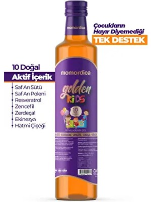 Golden Kids - 10 Doğal Bitki Içerikli Portakal Aromalı Çocuklara Özel Konsantre Karışım - 250ML