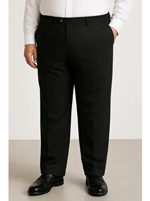 Erkek Baba Siyah Klasik Kesim Büyük Beden Kumaş Pantolon