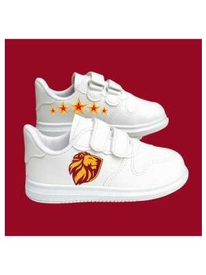 Lias Shoes Kral Yıldızı Beyaz Bantlı Kadın Çocuk Spor Ayakkabı Sneaker Kaydırmaz Taban Suni Deri