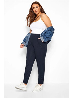 Stil Diva Büyük Beden Kadın Cepli Dar Paça Likralı Streç Pantolon 103368 İnce Viskon Kumaş