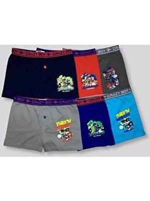 Tutku Baskılı Çocuk Boxer 6’lı Dokuma Kumaş ile Metalik Renkli Rahat Tasarım Erkek Çocuk İçin