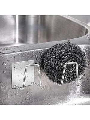 MAİN SHOP Musluk Yanı Sünger'lik Metal Malzemeden Üretilmiş 2 Adet Gri Sünger Askılığı Evye Düzenleyici