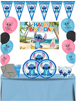 Stich Stitch Lilo ve Stiç Afişli Doğum Günü Parti Süsleri Seti