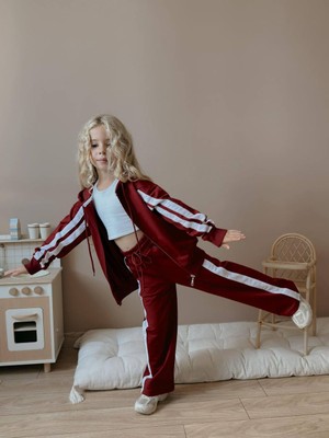 Kız Çocuk Şeritli Yelekli Kışlık Takım