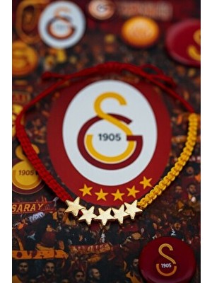 5 Yıldızlı Hematit Galatasaray Sarı & Kırmızı Taraftar Bilekliği – (El Yapımı Ayarlanabilir Makrome)