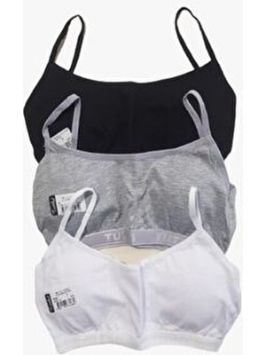 Tutku Genç Kız 3 Lü Paket Kaplı Alıştırma Sütyeni Düz Triko Kumaş İp Askılı Rahat Tasarım