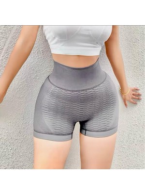 Spor Giyim Fitness Yoga Şortu Yüksek Bel Toparlayıcı Dikişsiz Elastik Anti-Selülit Jogger Tayt
