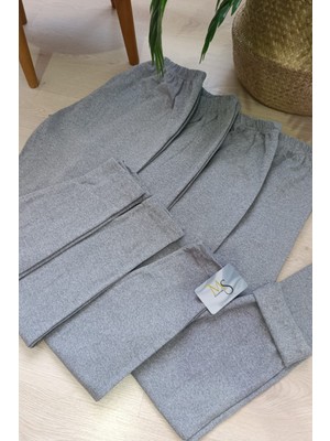 4'lü Paket Pamuk Şardonlu Termal Tayt Içlik Thermal Kışlık Tayt Gri Renk