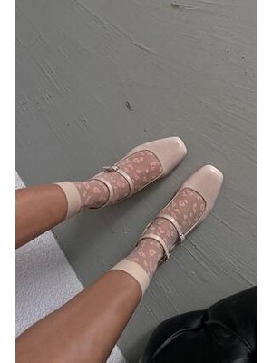 Straswans Viola Kadın Topuklu Rugan Ayakkabı Bej Deri Taban Neolit Günlük Kullanım İçin