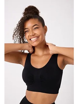 Forever More Kadın Dikişsiz Kalın Askılı Büstiyer Esnek Pedli Günlük Kullanım İçin Rahat Kesim