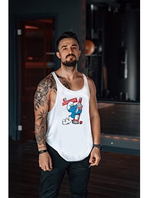 Freeyez Smurfnoff Sporcu Atleti Örme Kumaş Hafif Tasarım Gym Fitness Tank Top