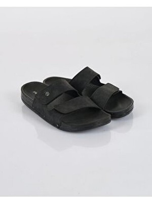 Pierre Cardin Erkek Çift Kemerli Cırtlı Terlik Siyah PC-7019-7039