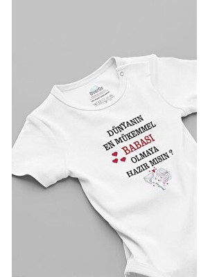 Overoz Organik Pamuk Bebek Body Unisex Uzun Kol Dünyanın En Mükemmel Babası Temalı