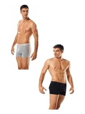 Tutku Erkek Boxer 6'lı Paket 3 Siyah 3 Gri Elastan Likralı Desensiz Konforlu İç Giyim