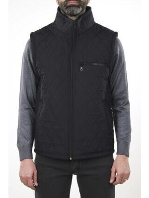 Erkek Lacivert Cepli Içi Polarlı Rahat Kalıp Kapitone Şişme Yelek