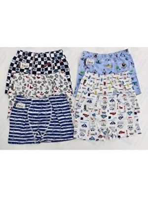 Tutku Poky 6'lı Erkek Çocuk Boxer Külot Renkli Dokuma Elastan Rahat Tasarım