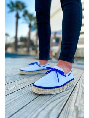 Esto Espadril Günlük Bağcıklı Erkek Espadril Beyaz Sax