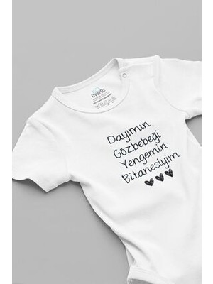 Overoz Organik %100 Pamuk Çıtçıtlı Bebek Body Unisex Dayımın Gözbebeği Temalı