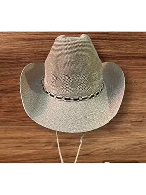 Ince Bez Delikli Kovboy Fötr Şapka İpli Yaz Unisex Kadın Erkek Yetişkin Tekstil Malzeme